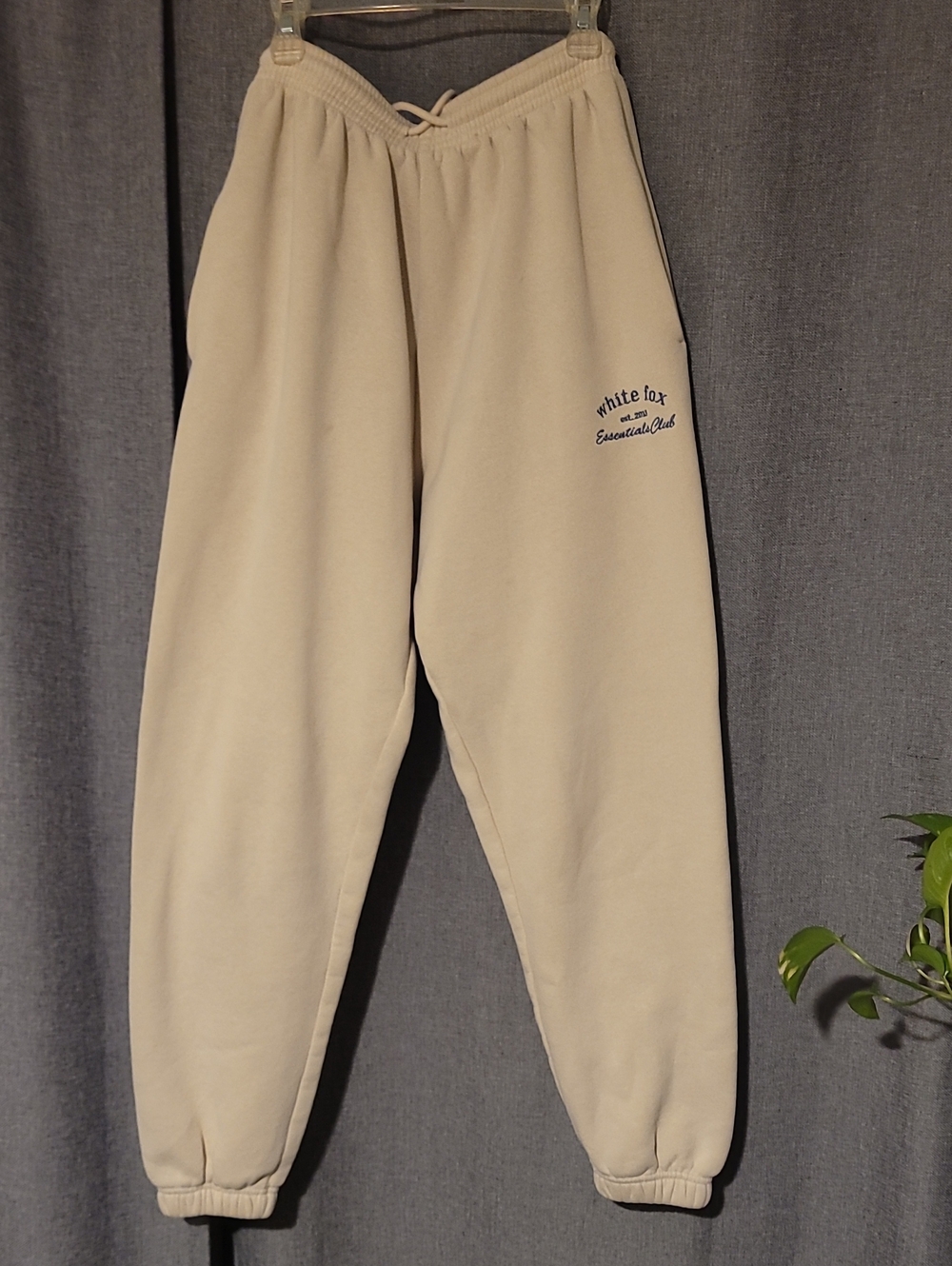 White Fox Boutique Cream Joggers with Logo
